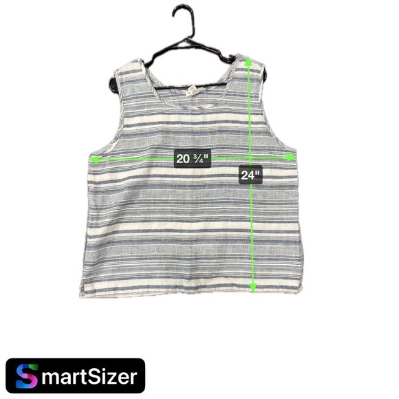 Artisan NY Womens Linen Sleeveless Top Size L Blue & White Stripes - Picture 6 of 8
